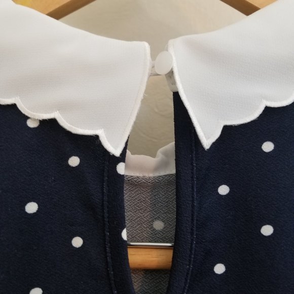 Faith And Joy Women's Blouse w/Peter Pan Collar and Polka Dots size Small - Picture 3 of 8